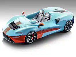 2020 McLaren Elva Convertible Light Blue w/Orange Accents "Exclusive Collection" Ltd Ed to 79 pcs 1/18 Car by Tecnomodel