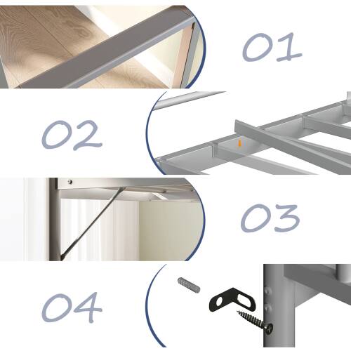 Alt View 4. Winado - Loft Bed Twin Size with Flat Ladder High Guardrail Rung Heavy Duty Metal Bed Frame Support for Adults Kids Young Teens - Grey.