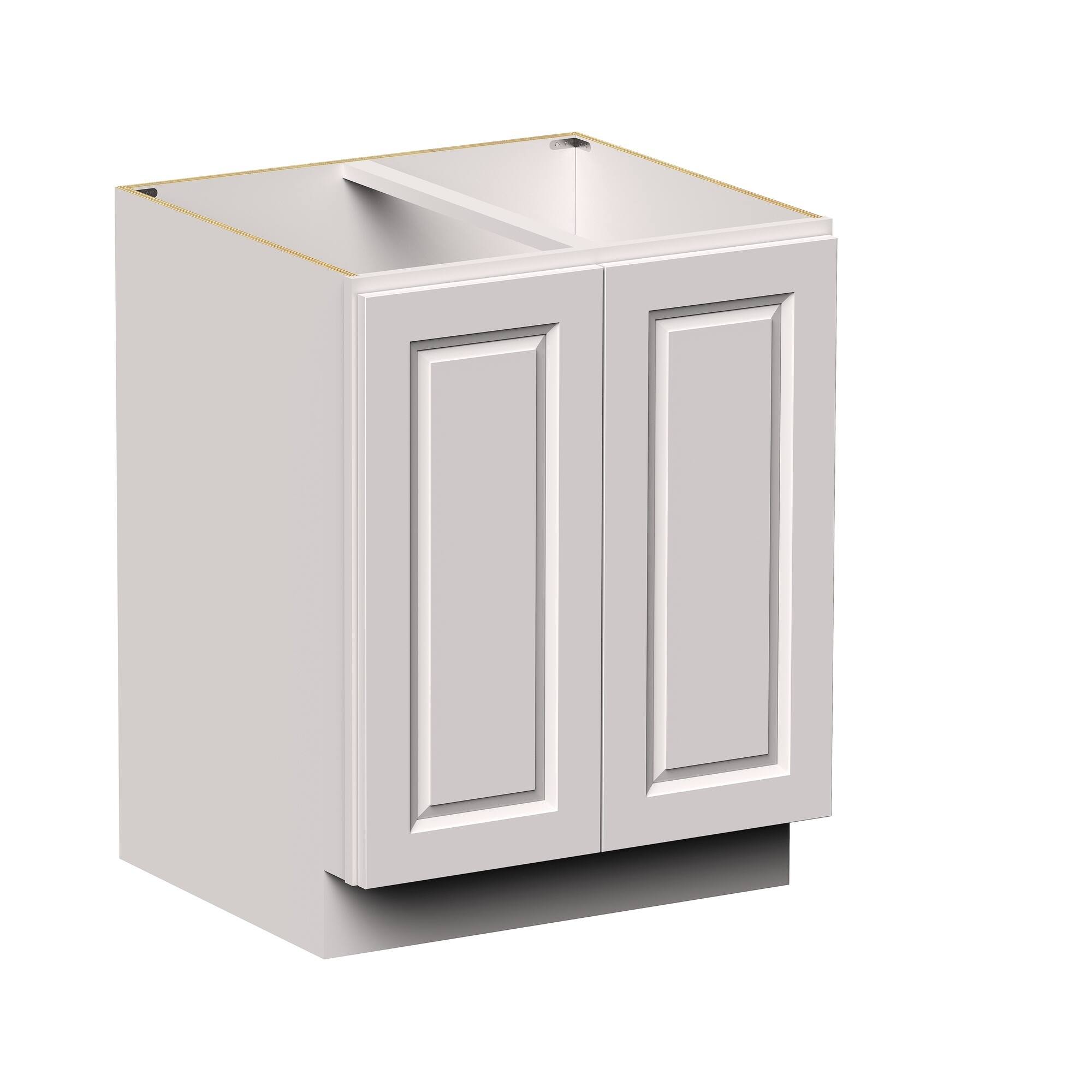 Angle. Boyel Living - 27-in W x 34.5-in H x 24-in D Shaker Full-Height Door Kitchen Base Cabinet with Soft-Close Hinges - Glacier White.