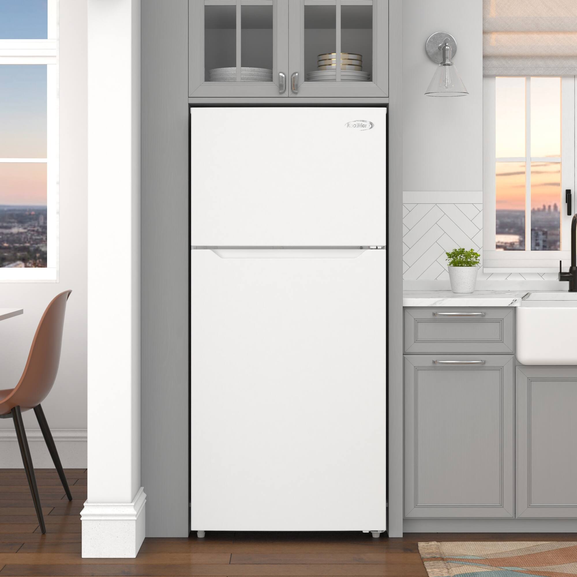 Left. Koolmore - 28 In. 14 Cu. Ft. Top-Freezer Household Refrigerator in White, Energy Star Certified - White.