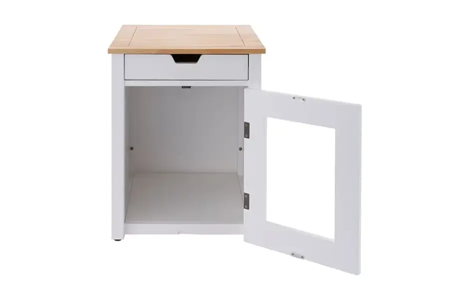 Alt View 18. TRINITY - 20" White Litter Box Enclosure End Table w/ Drawer - White.