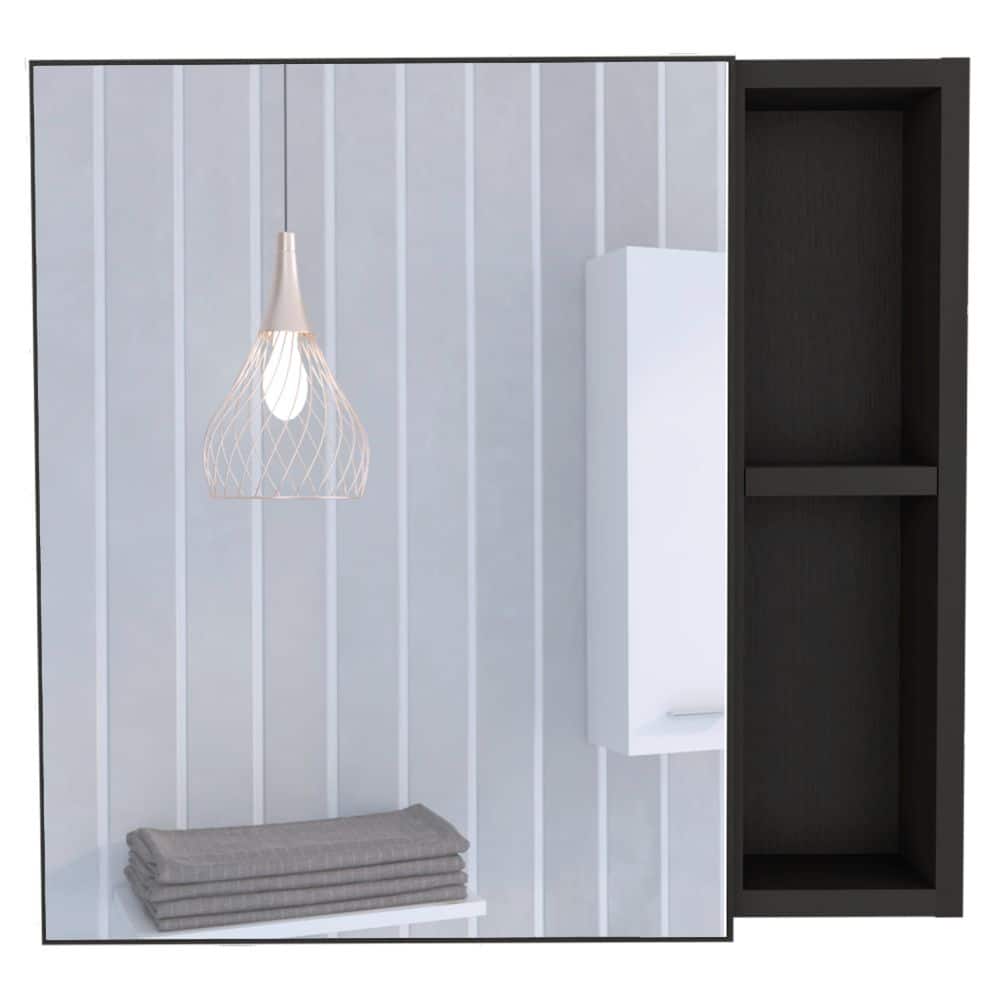 TuHome - Oman Medicine Cabinet, Three Internal Shelves, Single Door, Two External Shelves - Black