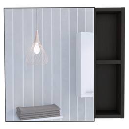 TuHome - Oman Medicine Cabinet, Three Internal Shelves, Single Door, Two External Shelves - Black