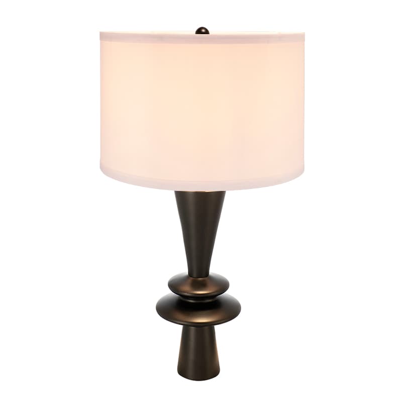 Alt View 1. Luckbyte - D15x26.7" Black Aluminum Table Lamp Round Accents White Drum Shade Lamp Shade Assembly Required.