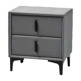 Baxton Studio - Etienne Modern Slate Velvet 2-Drawer Nightstand - Slate Grey/Black