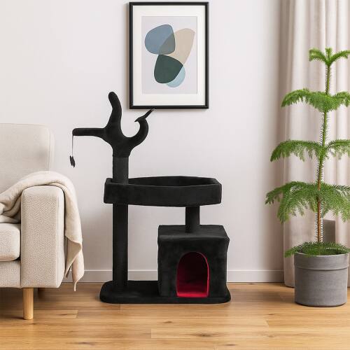 Alt View 7. Winado - 44.5in Halloween Gothic Cat Tower with Scratching Post, Condo Coffin, Platform, Hanging Ball for Indoor Cats Decoration.