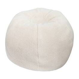 Flash Furniture - Dillon Small Faux Sherpa Refillable Bean Bag Chair for Kids and Teens - Natural