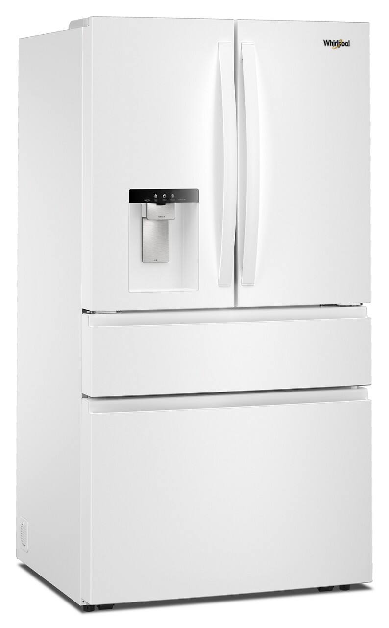 Angle. Whirlpool - 29 Cu. Ft. Family-Sized Capacity French Door Refrigerator with Flexible Temperature Drawer - White.