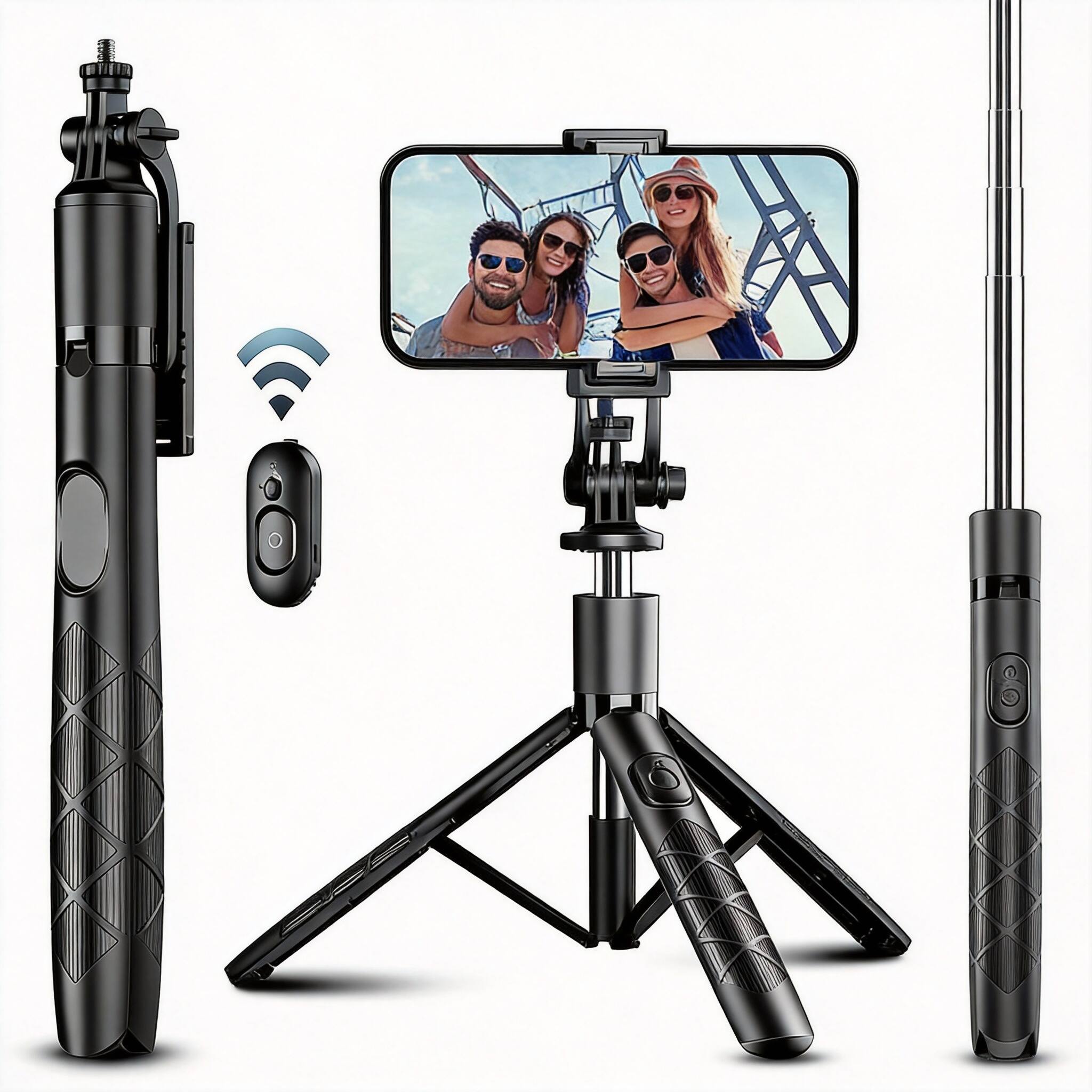 Alt View 1. OMOMMD - Selfie Stick Smartphone Tripod Stand All in 1 With Remote Travel For Extendable Cell Phone Tripods Selfie v... - Black.