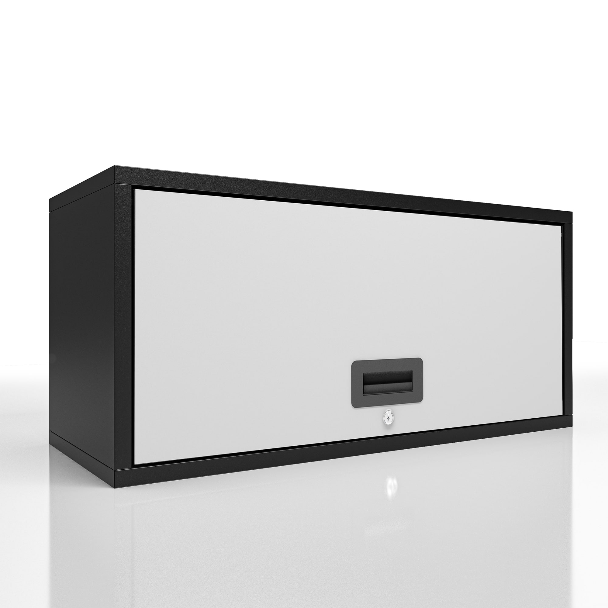 TinyHomie - Wall-mounted Metal Garage Cabinet with Doors, Floating Tool Cabinet for Kitchen, Basement, Warehouse in Gray - Gray+Black