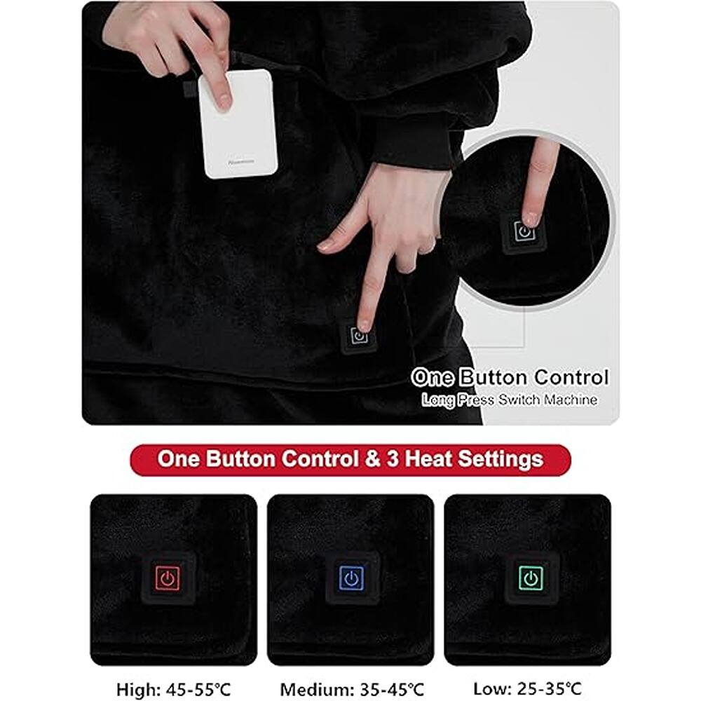 One Button Control  
Long Press: Switch Machine  

One Button Control & 3 Heat Settings  

High: 45-55°C  
Medium: 35-45°C  
Low: 25-35°C