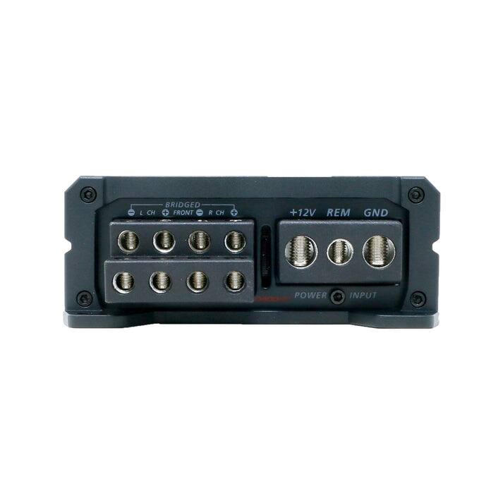 L CH, BRIDGED, CH + FRONT, R CH, +12V, REM, GND, POWER, INPUT