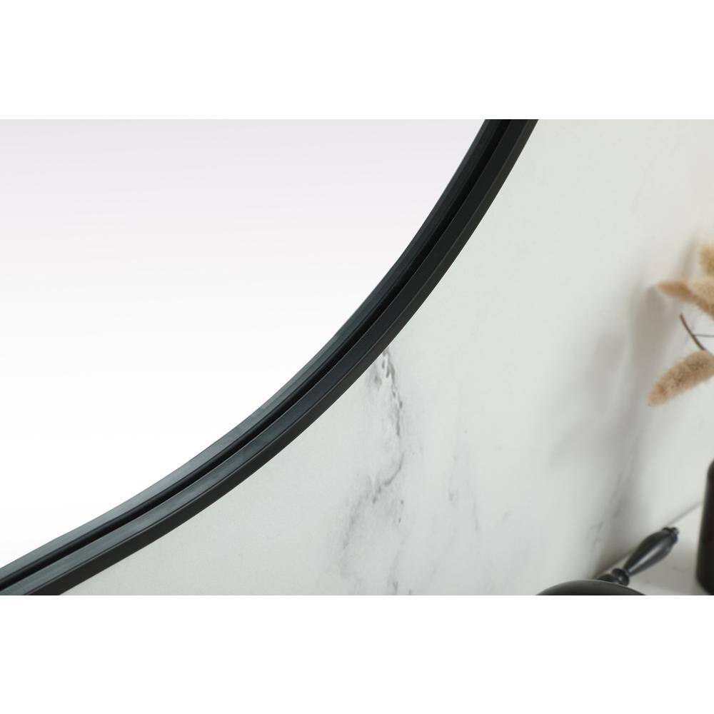 Alt View 2. Elegant Decor - Metal Frame Oval Mirror 30x60 Inch in Black - Black.