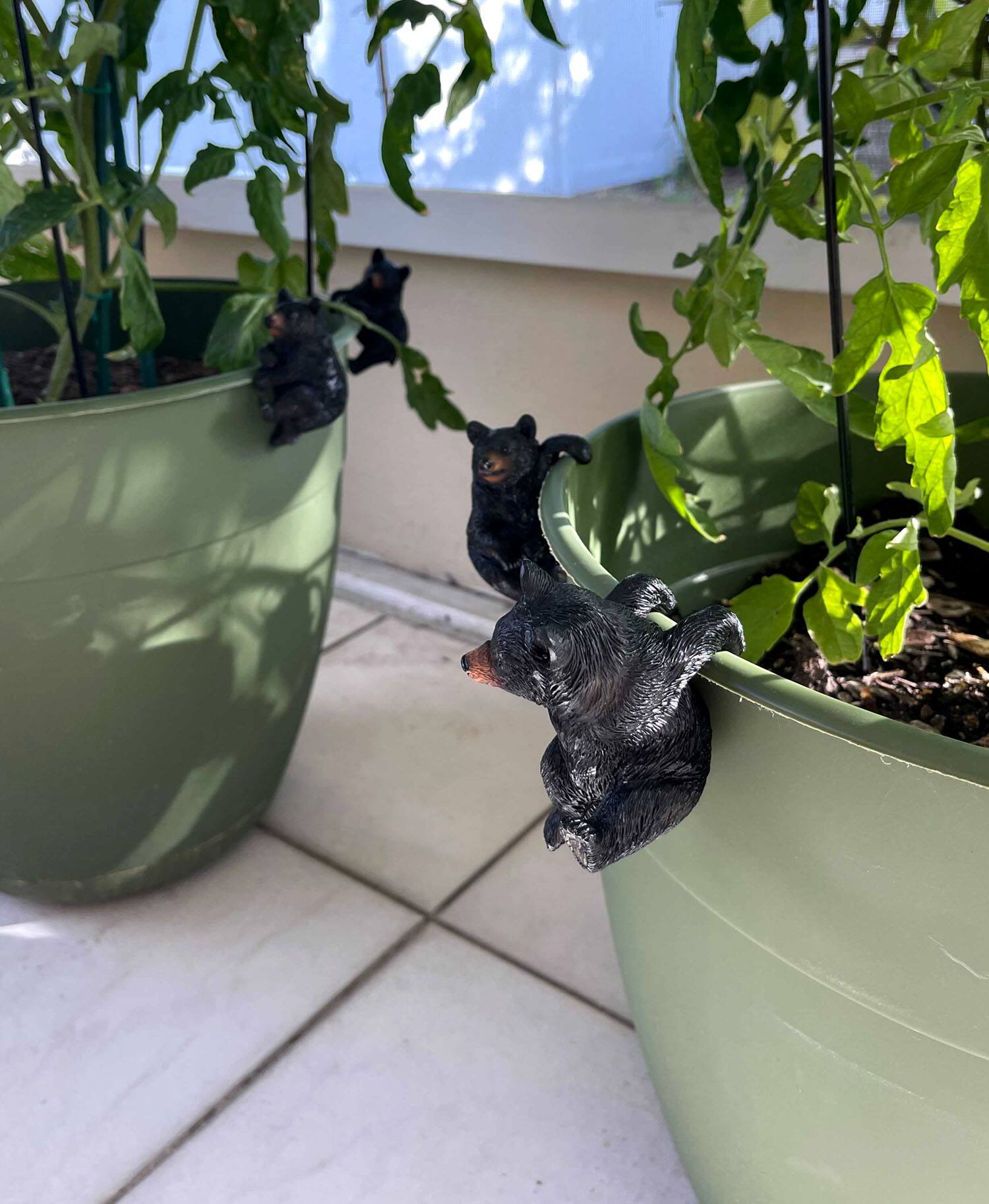 Alt View 3. Mayrich Company - Set of 4 Black Bear Planter Pot Hanging Decorative Figurines Resin Plant Decor - Black.