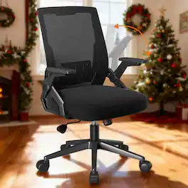 CloudRest Pro - Breathable Mesh Office Chair with Flip-up Armrests Ergonomic Computer Desk Chair with Adaptive Lumbar Support - Black