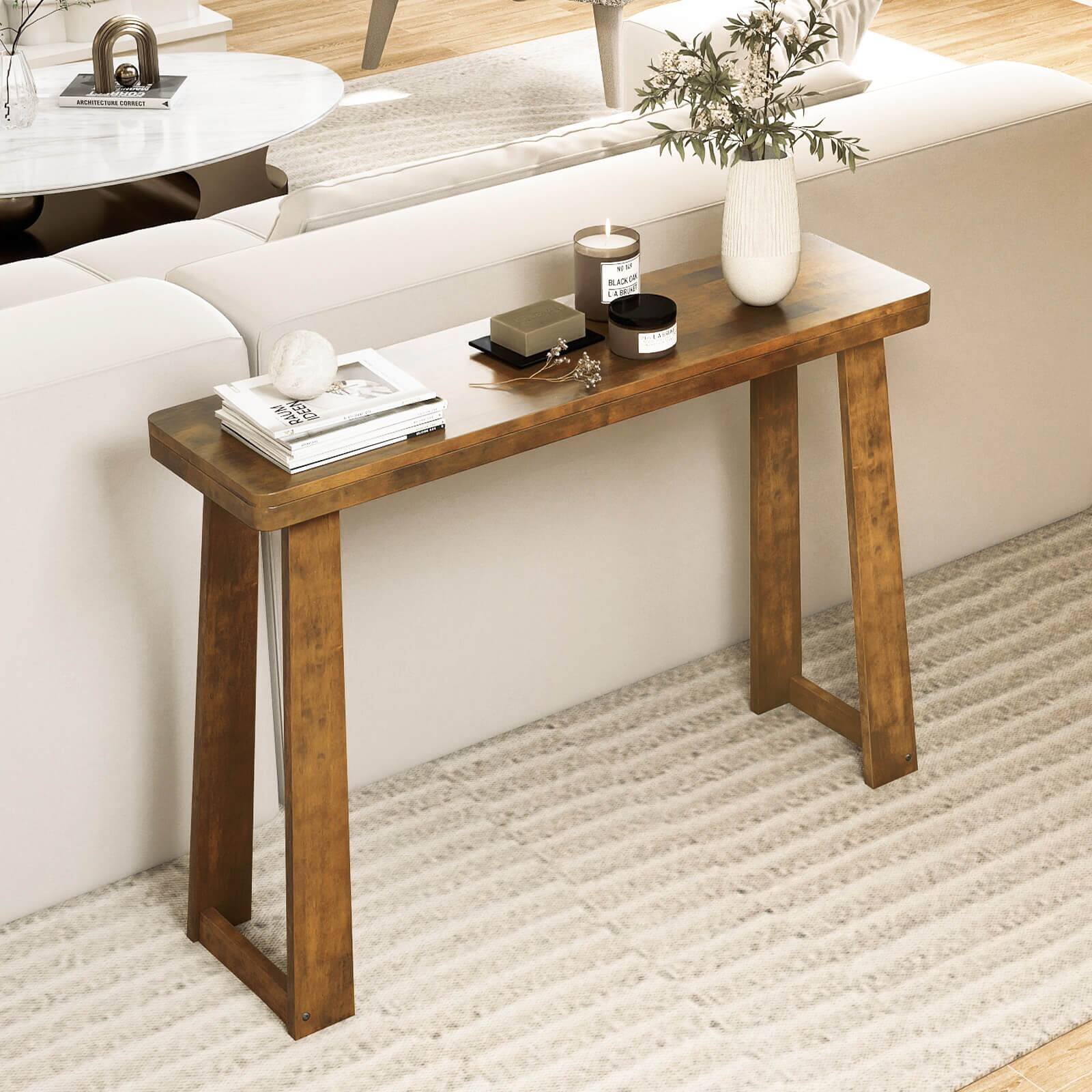 Alt View 3. Costway - Costway 43-Inch Console Table, Narrow Long Rubberwood Table Behind the Couch for Hallway - Walnut.