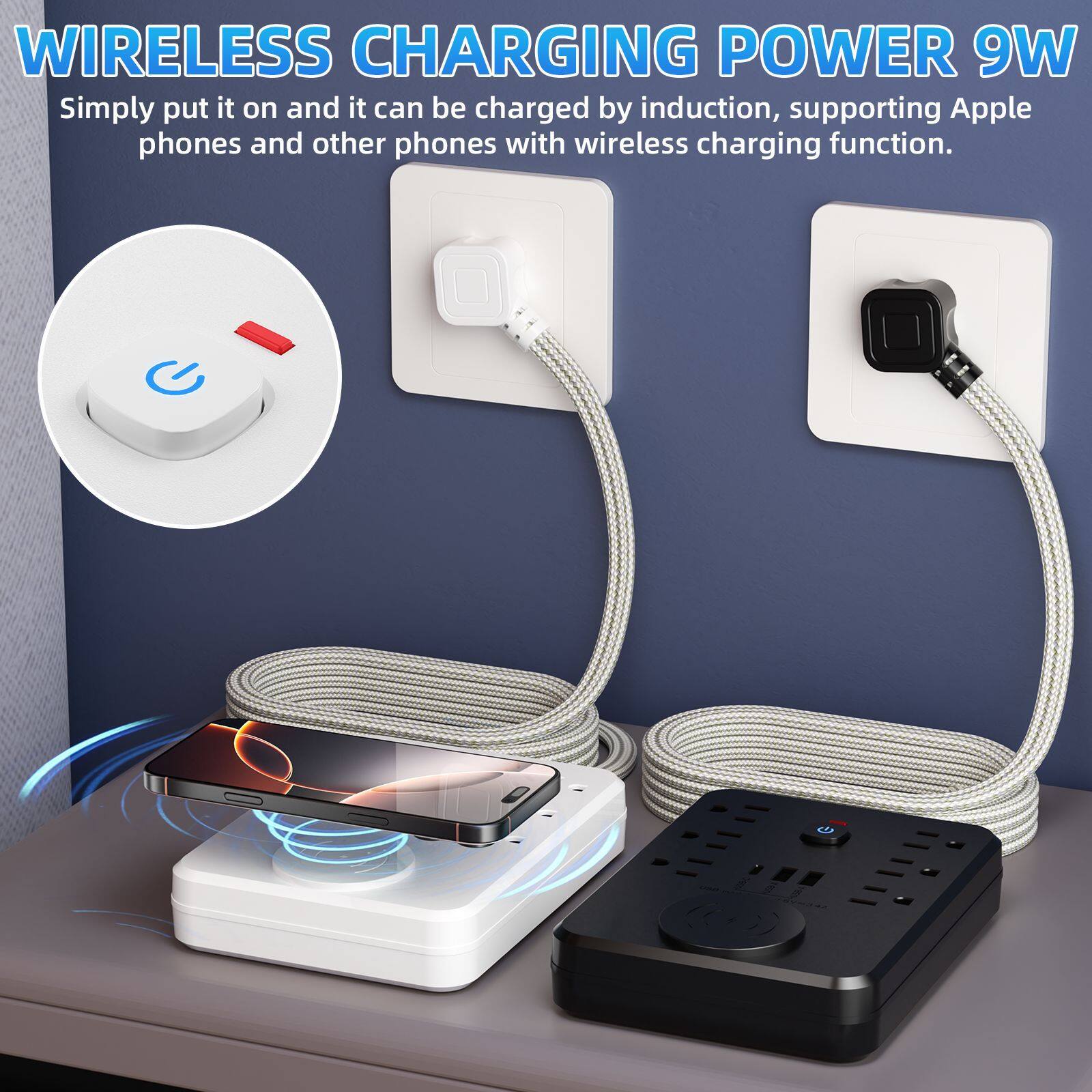 WIRELESS CHARGING POWER 9W  
Simply put it on and it can be charged by induction, supporting Apple phones and other phones with wireless charging function.