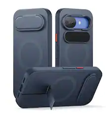 Front. SURITCH - Case for Google Pixel 10a Phone, Compatible with MagSafe,Protective Cover with Camera Cover & Adjustable Metal Kickstand - Deep Blue.