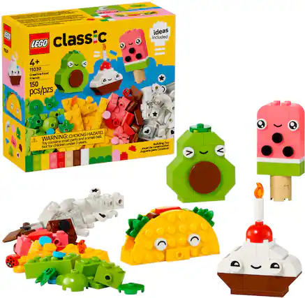 LEGO Classic 4+ 11039 Creative Food Friends 150 pcs/pzs ideas included CHOKING HAZARD. WARNING: and a small ball. contains small parts Toy under 3 years. Not for children Building Toy for children.