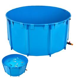 VEVOR - Canvas Fish Pond, 818 Gal Capacity Above Ground Fish Pond, Foldable PVC Koi Tank, Round Goldfish Tank with Stable Frame - Blue