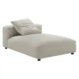 Solace Modular Upholstered Fabric Armless Chaise Lounge by Modway - Linen