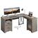 Front. Bestier - 63-inch L Shaped Desk with Monitor Stand & Drawers, LED Computer Desk with Charging Station & Cabinet - Grey.