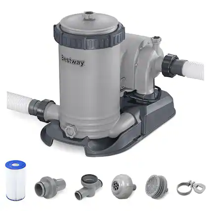 Front. Bestway - Bestway 2,500 Gallon Filter Pump Set for Above Ground Outdoor Swimming Pools - Grey.