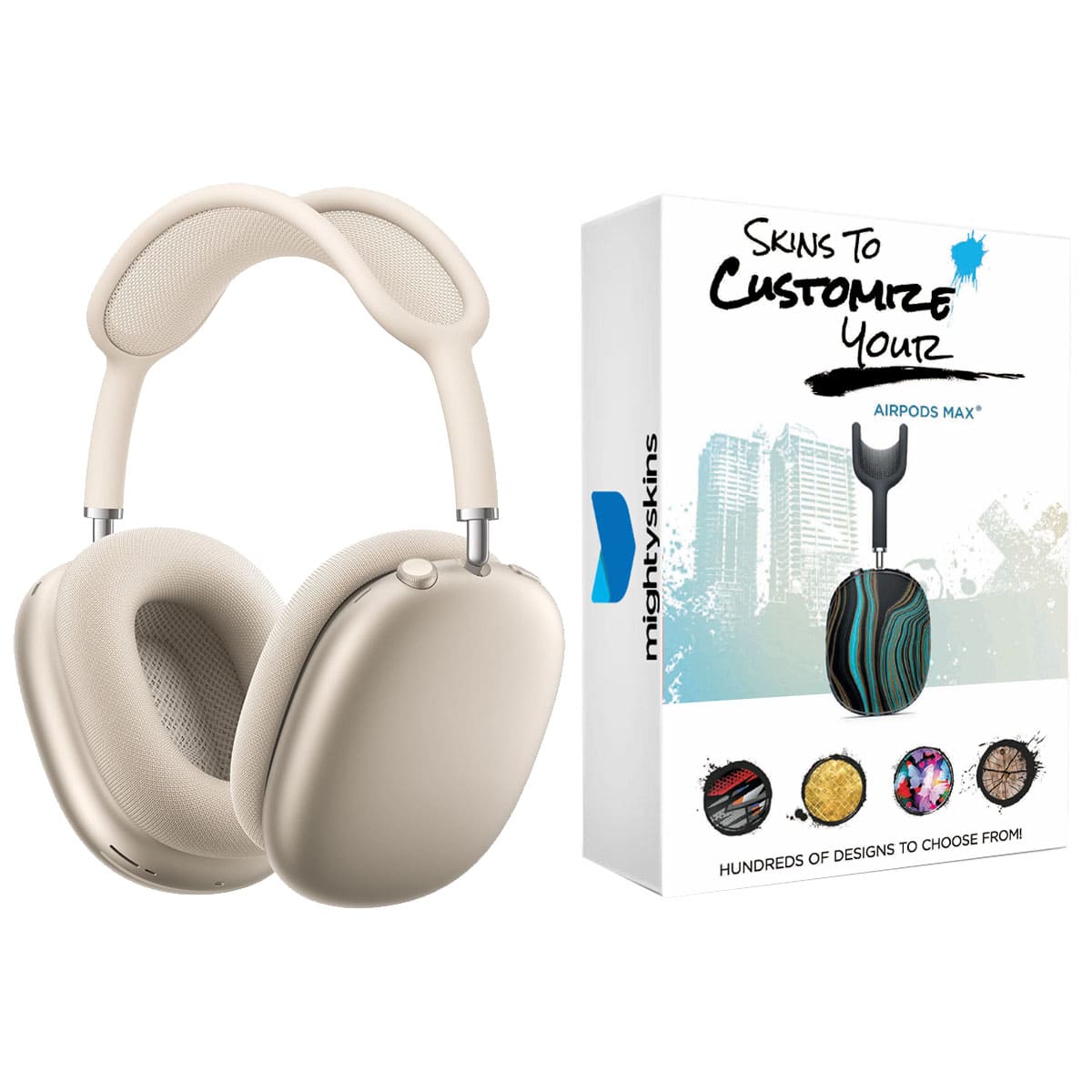 Apple - AirPods Max USB-C Active Noise Cancellation Headphones with MightySkins Customization Code - Starlight - Gold
