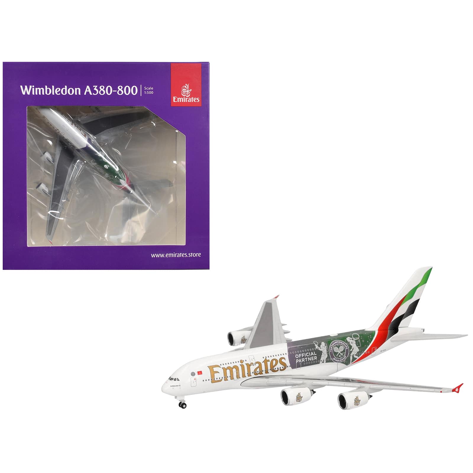 "Airbus A380-800 Commercial Aircraft ""Emirates Airlines"" (A6-EOE) White with Graphics 1/500 Model Airplane by Herpa" price history on PriceWatchPro