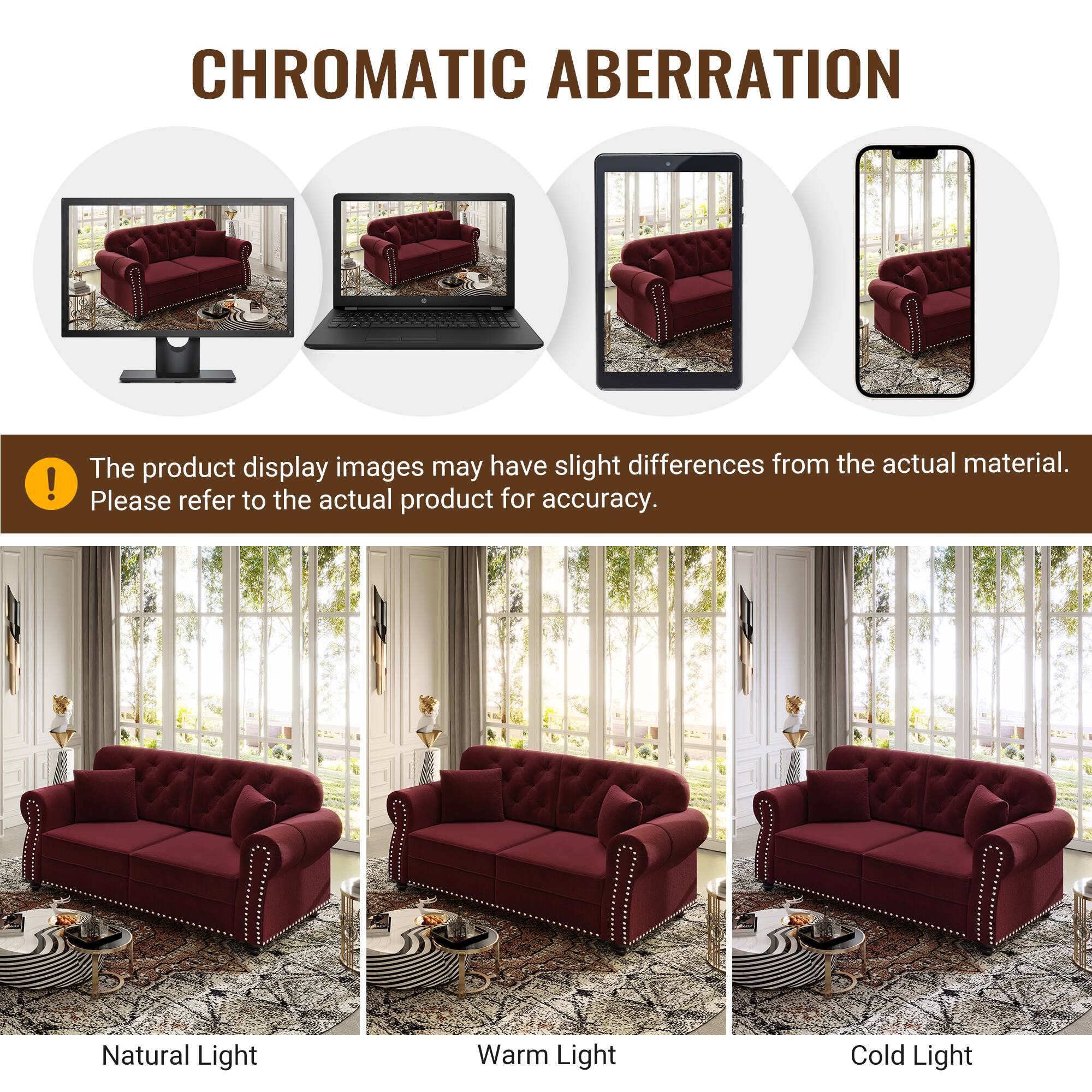 CHROMATIC ABERRATION

The product display images may have slight differences from the actual material. Please refer to the actual product for accuracy.

Natural Light  
Warm Light  
Cold Light