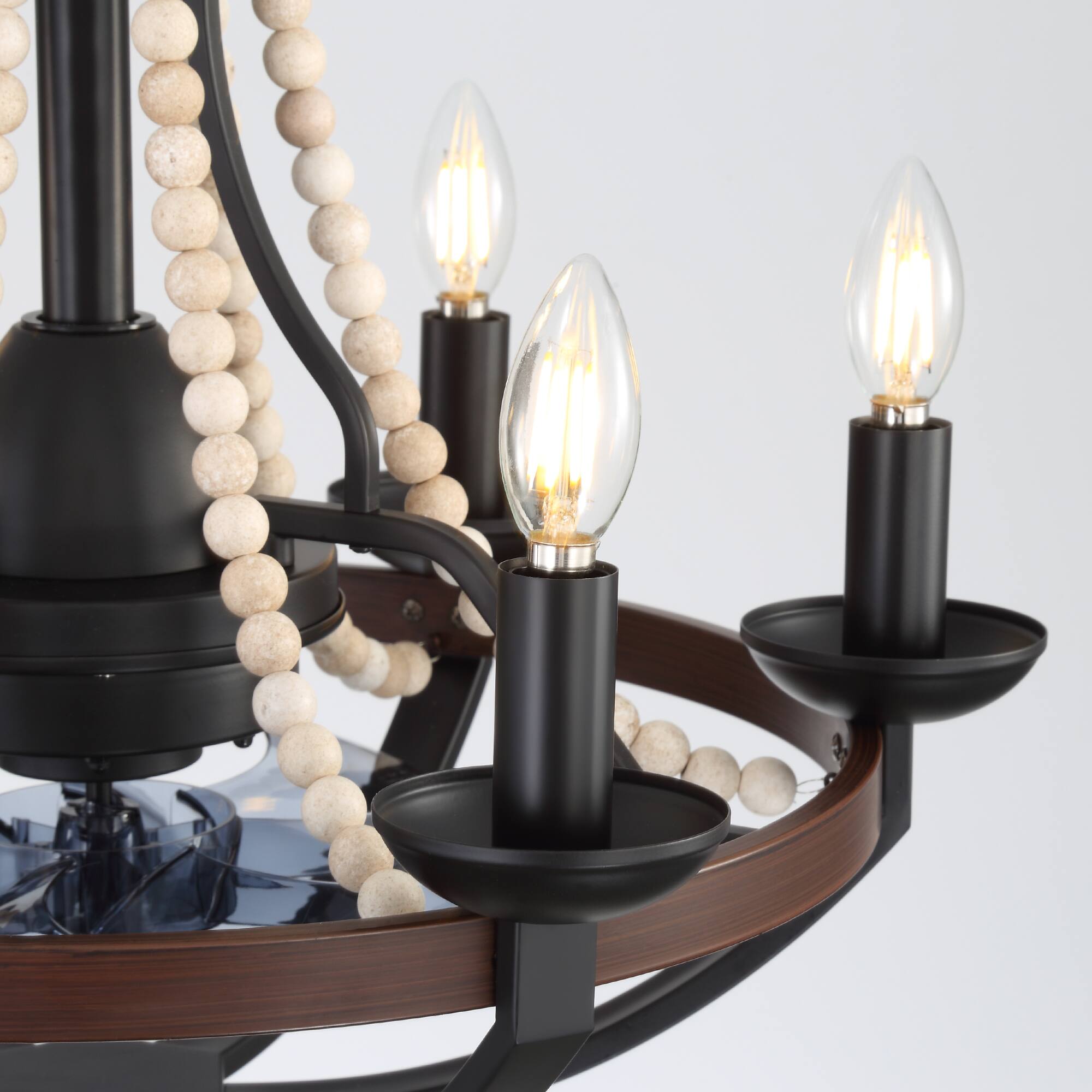 Alt View 10. Breezary - 22-Inch Crystal Light Bulb Ceiling Fan, 7 ABS Blades, DC Motor, Semi-Flush Mount, Reversible Function, Remote Control - matte black.