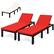 Front. Costway - 2PCS Patio Rattan Lounge Chair Chaise Recliner Adjust with Cover - Red/Off white.