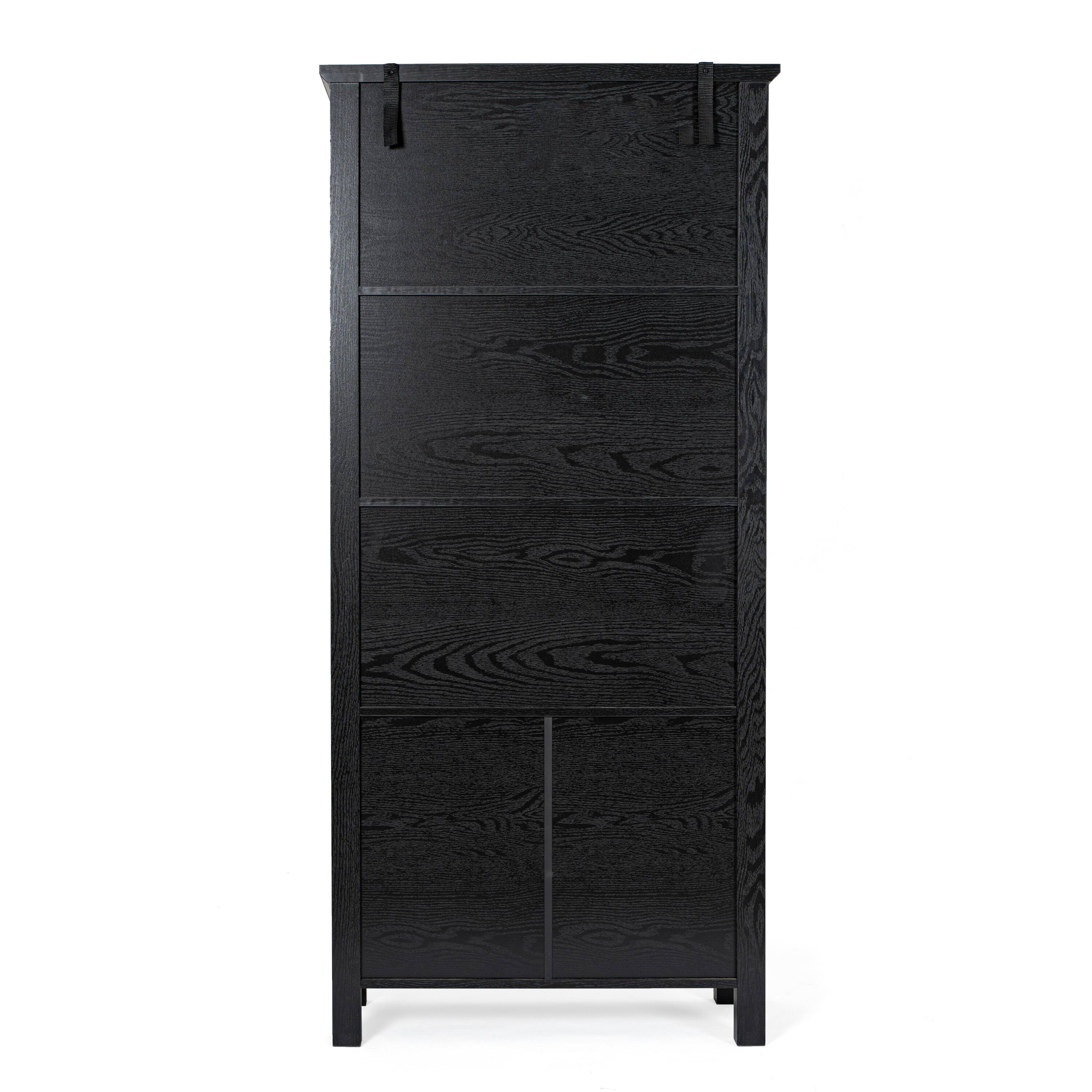 Alt View 7. Emma + Oliver - Dassie Modern Farmhouse Wooden Bookcase and Storage Cabinet with Tempered Glass Doors and 3 Upper Shelves - Black.