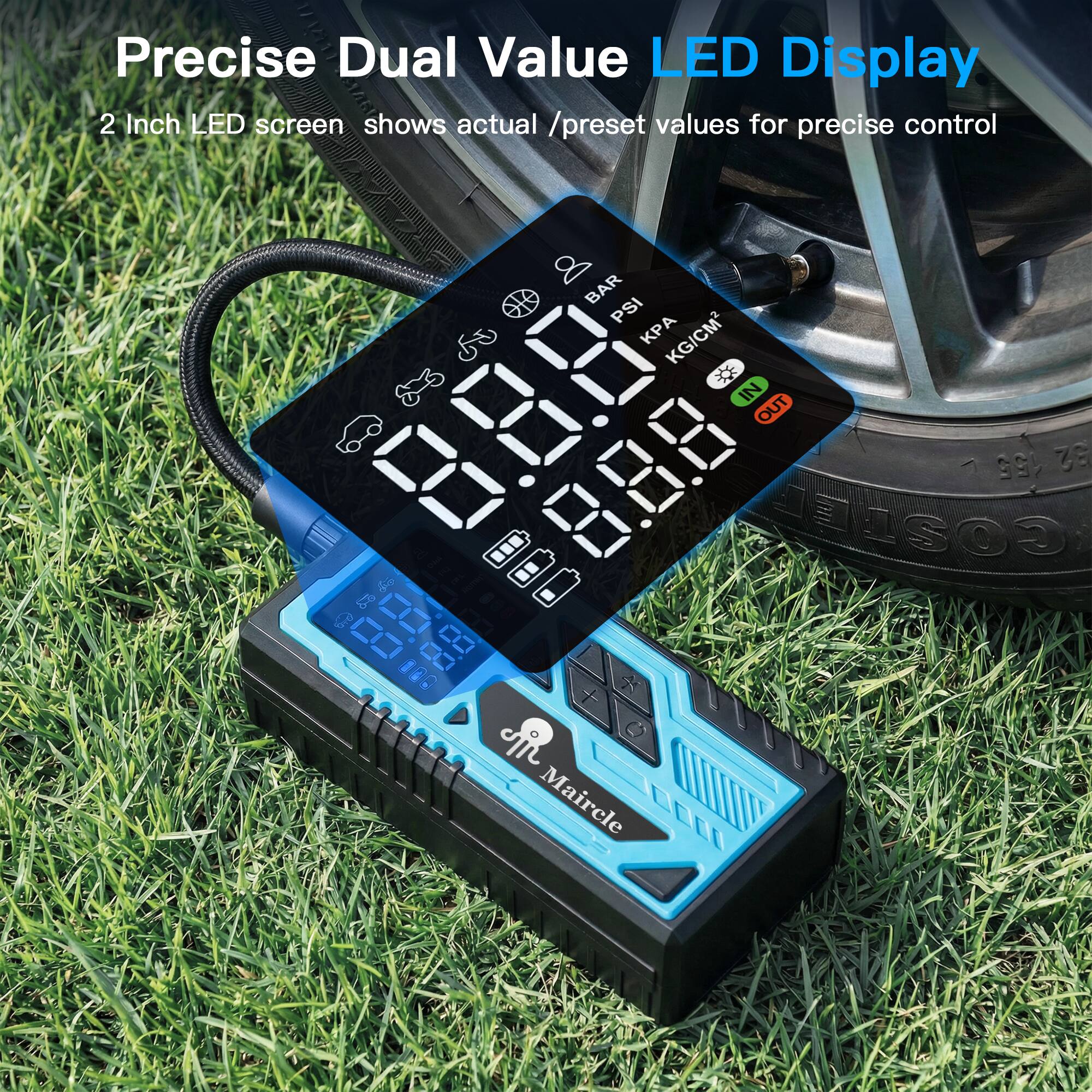 Precise Dual Value LED Display  
2 Inch LED screen shows actual /preset values for precise control  

BAR PSI KG/CM2 * IN 8.8.8 OUT 155 2 8.8.8  

COSTER T Maircle