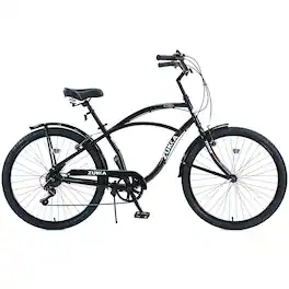 APRILSOUL - Men's 26 Inch Beach Cruiser Bike 7 Speed Multi Colors - Black