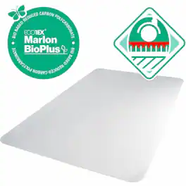Floortex - BioPlus Eco Friendly Carbon Neutral Chair Mat for Low / Medium Pile Carpets up to 1/2" thick - 46" x 60" - Clear