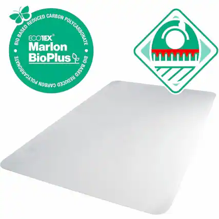 Front. Floortex - Floortex BioPlus Eco Friendly Carbon Neutral Chair Mat for Low / Medium Pile Carpets up to 1/2" thick - 46" x 60" - Clear.