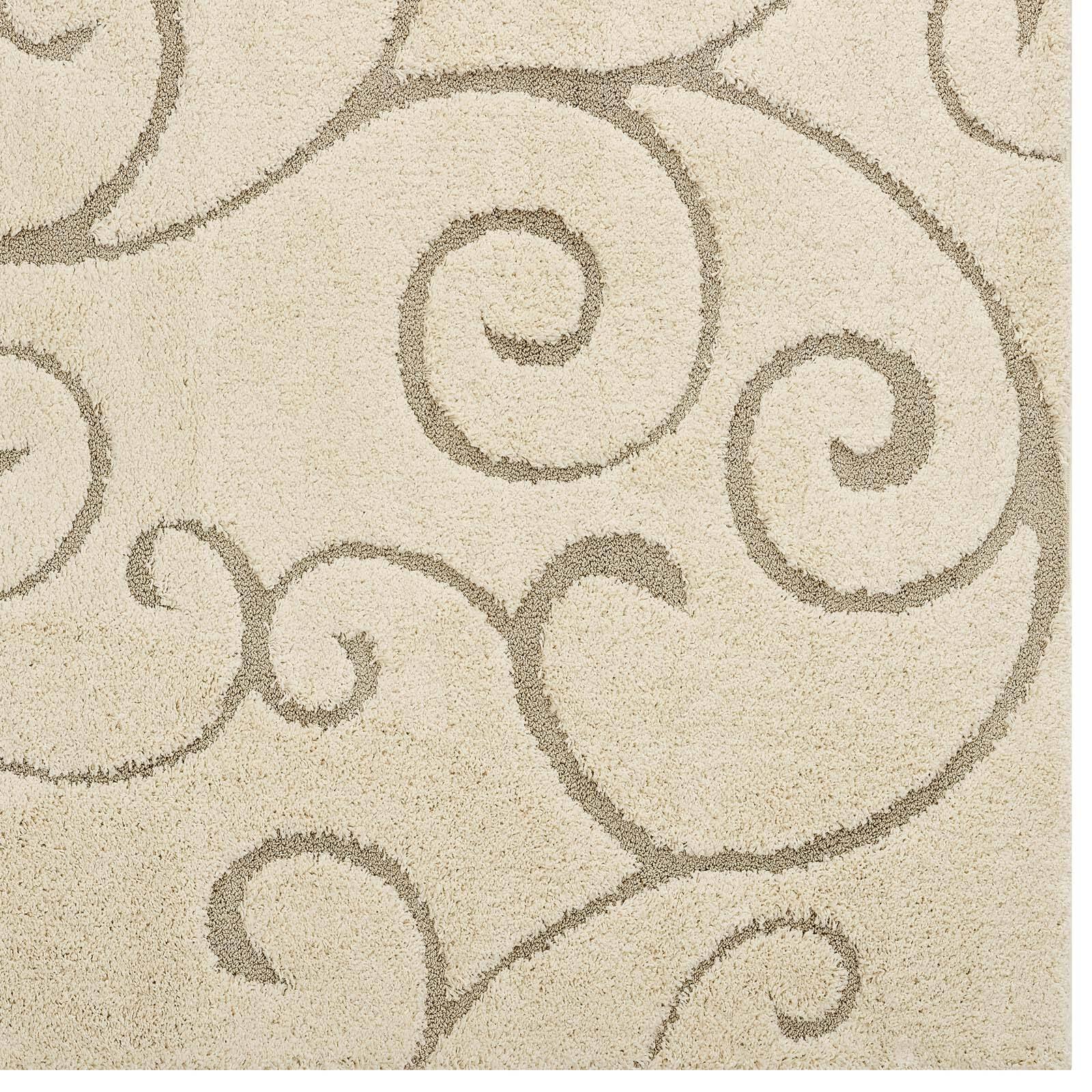 Alt View 1. Modway - Jubilant Abound Abstract Swirl Shag Area Rug - Creame and Beige.