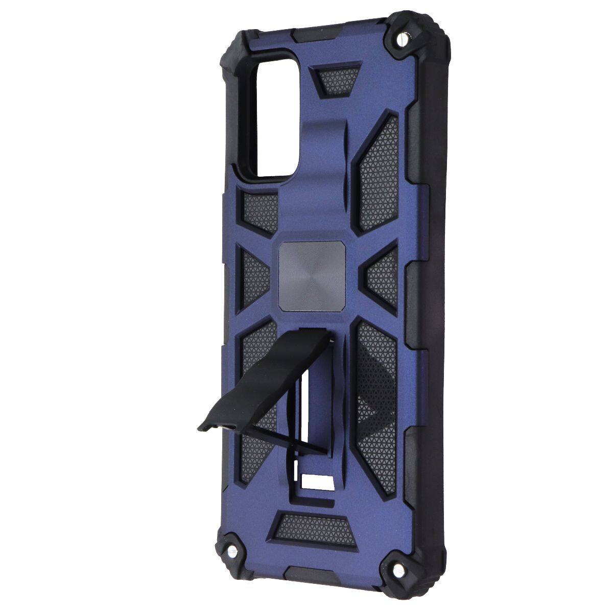 Front. Mybat - MyBat Sturdy Hybrid Series Kickstand Case for Samsung Galaxy A02s - Blue / Black - Blue.