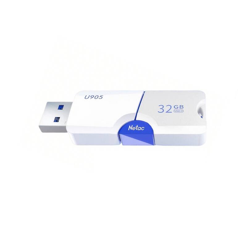 Netac - U905 32GB USB 3.2 Gen 1 Flash Drive with Sliding Design, Up to 130MB/s Read Speed - White