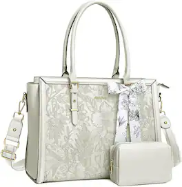 mosiso - Laptop Bag for Women 15-15.6 inch PU Leather Tote Bag Work Briefcase Computer Bags - Beige