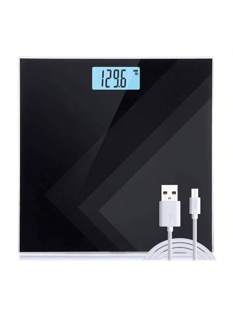 The Best Inks - Digital Body Weight Scale, Rechargeable Bathroom Scale with Step - On Technology, Back Display, Digital Weight - Black