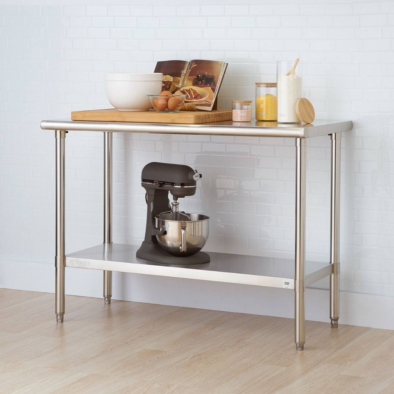 Angle. TRINITY - TRINITY EcoStorage® | 48x24x35 | Stainless Steel Workbench | NSF - Stainless Steel.