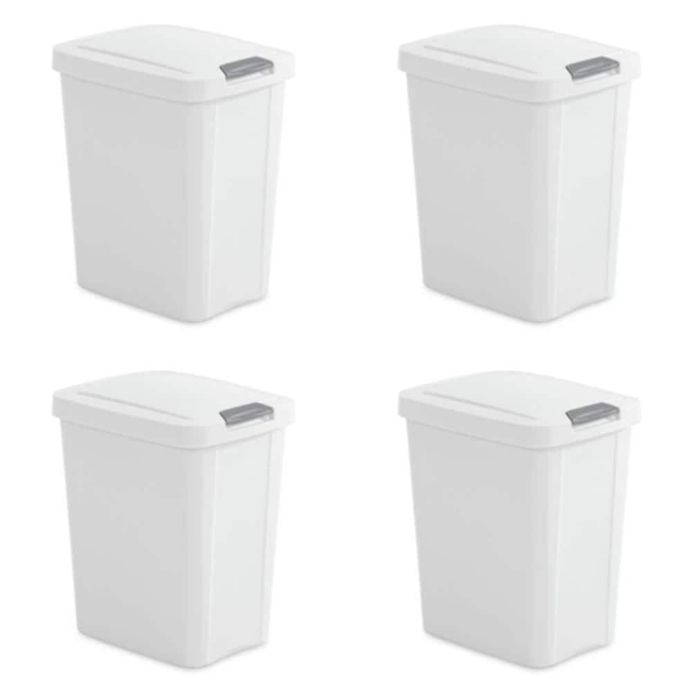 Hivvago - Set of 4 - 8 Gallon Latch Top Kitchen Wastebasket Trash Can - White