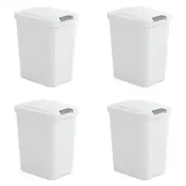 Hivvago - Set of 4 - 8 Gallon Latch Top Kitchen Wastebasket Trash Can - White