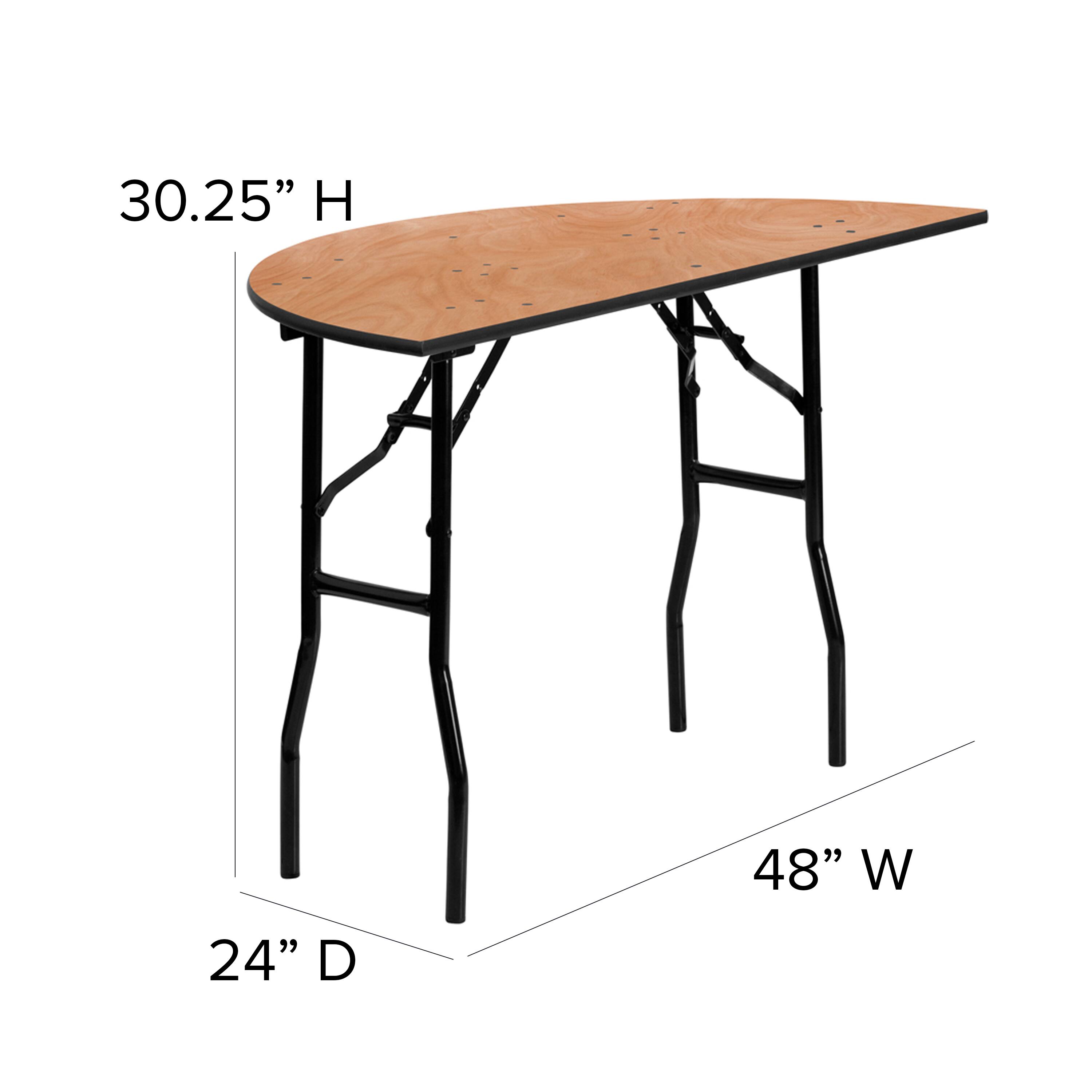 Alt View 15. Alamont Home - 4-Foot Half-Round Wood Folding Banquet Table - Natural.