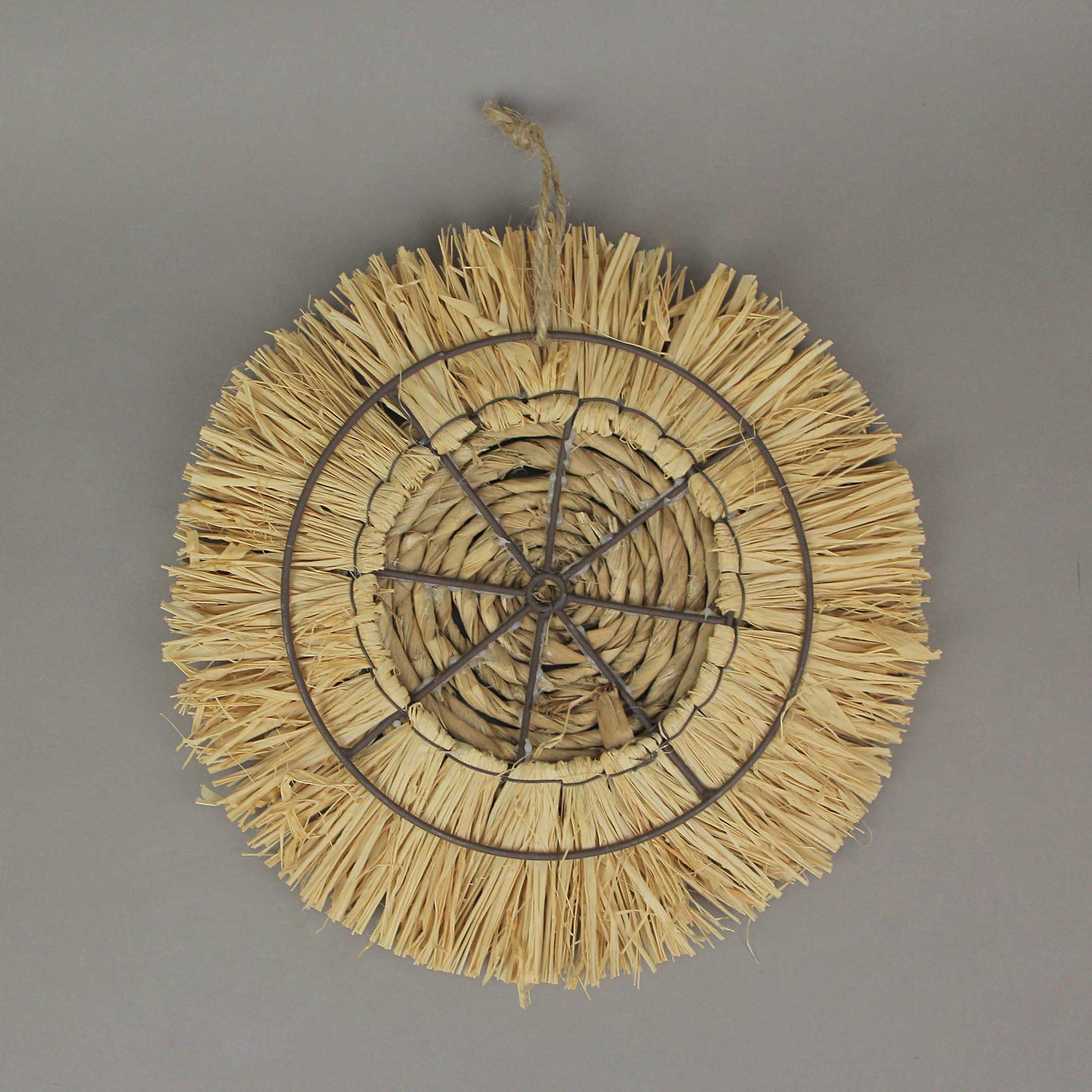 Alt View 2. PD Home & Garden - Set of 3 Round Natural Woven Dried Grass Wall Hanging Sculptures Home Decor Art - Brown.