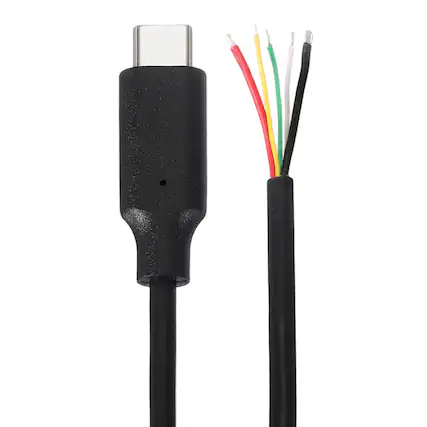 Front. Unique Bargains - 0.3M USB C Male to 5-Pin Bare Wire Pigtail, 20AWG 12V 5A, for DIY Keyboard/Fan Repair - Black.