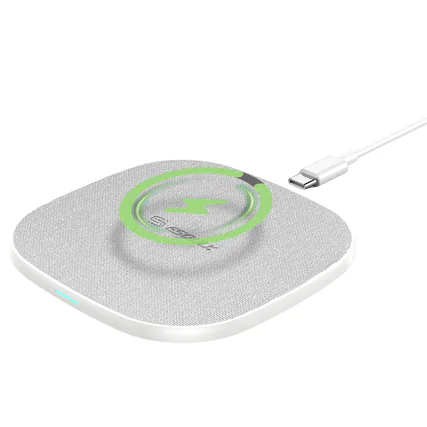 Front. Esoulk - 15W Qi Slim Wireless Charger Pad with USB-C Cable for iPhone 17e 17 16 15 Samsung S26 S25 - White.