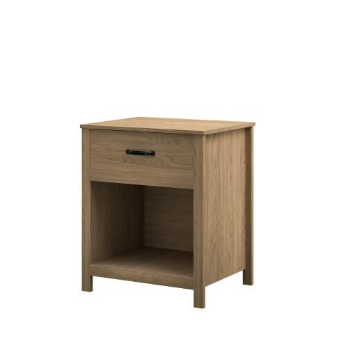 Alt View 1. LUCKY ONE - Assembled Wood Nightstand 1-Drawer 1-Shelf - Brown.
